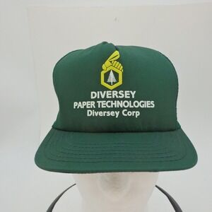 Diversey Paper Technologies Corp Trucker Hat Green Mesh Snapback Advertising